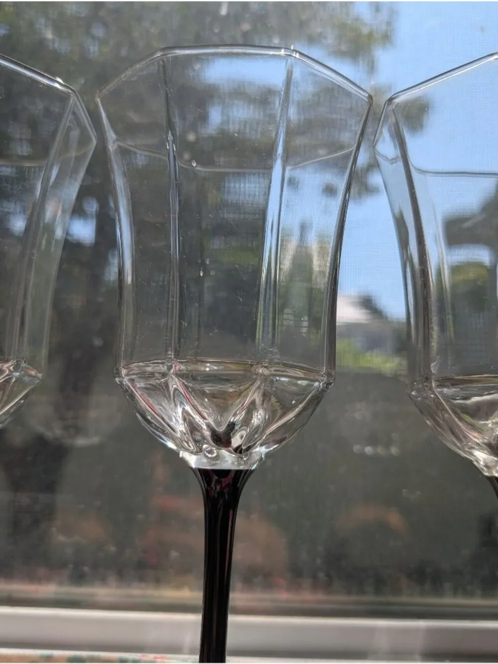 Set of 4 Vintage Octime Pattern Wine Glasses made by Luminarc France 80s MCM
